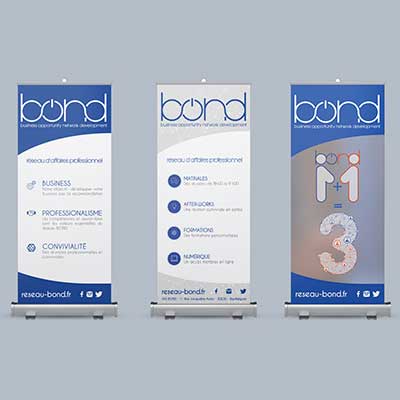 BOND - logo, rollup- Effissens agence communication à Nîmes Gard