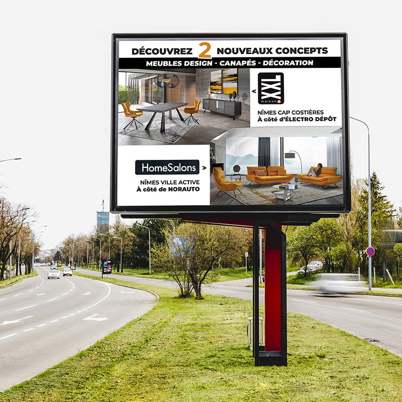 Création du panneau publicitaire pour XXL HOME SALON - Effissens 