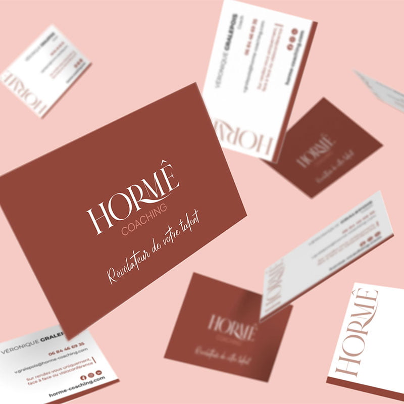 Visuel des cartes de visite d'Hormê Coaching créées par Effissens